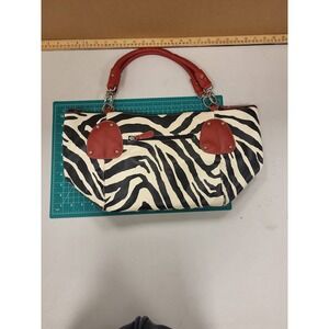 Zebra Print Tote Bag Purse Red Trim Animal Print Handbag Shoulder Bag‎ Large
